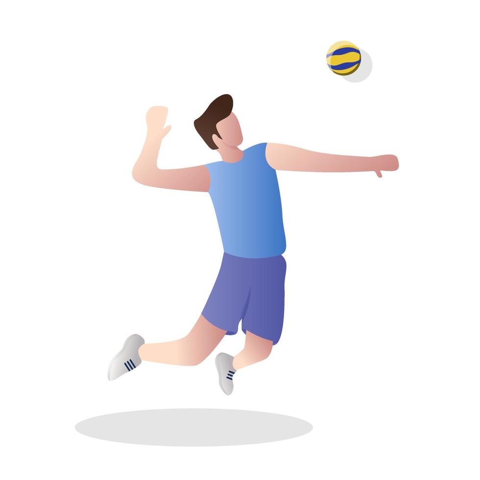 manliga volleybollspelare i pose leker med bollar. män spelar volleyboll. vektor