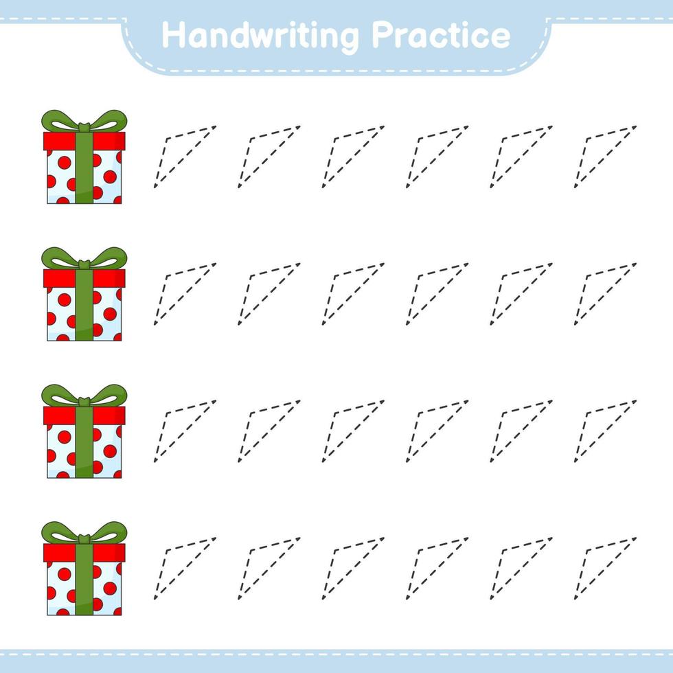 övning i handstil. spåra linjer av presentförpackning. pedagogiskt barnspel, utskrivbart kalkylblad, vektorillustration vektor