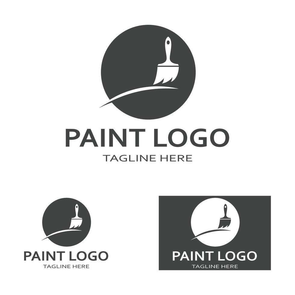 abstrakt vektor målning pensel och färgglada färg stänk ikon, emblem, logotyp design med färg alternativ och gråskala version. redigerbart eps-format designelement, konst- och hantverkskoncept.