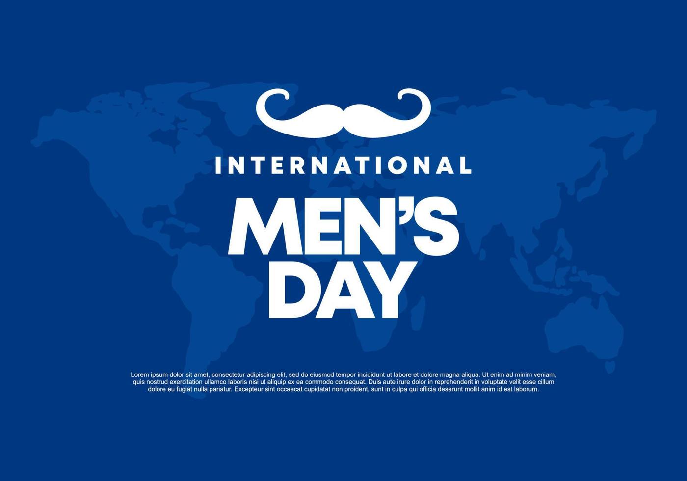 Männer Tag Hintergrund Banner Poster mit Schnurrbart, Weltkarte vektor