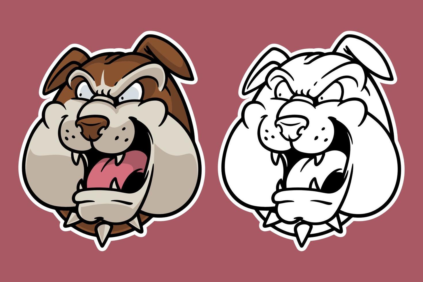 Bulldogge Kopf Maskottchen Vektor Illustration Cartoon Stil