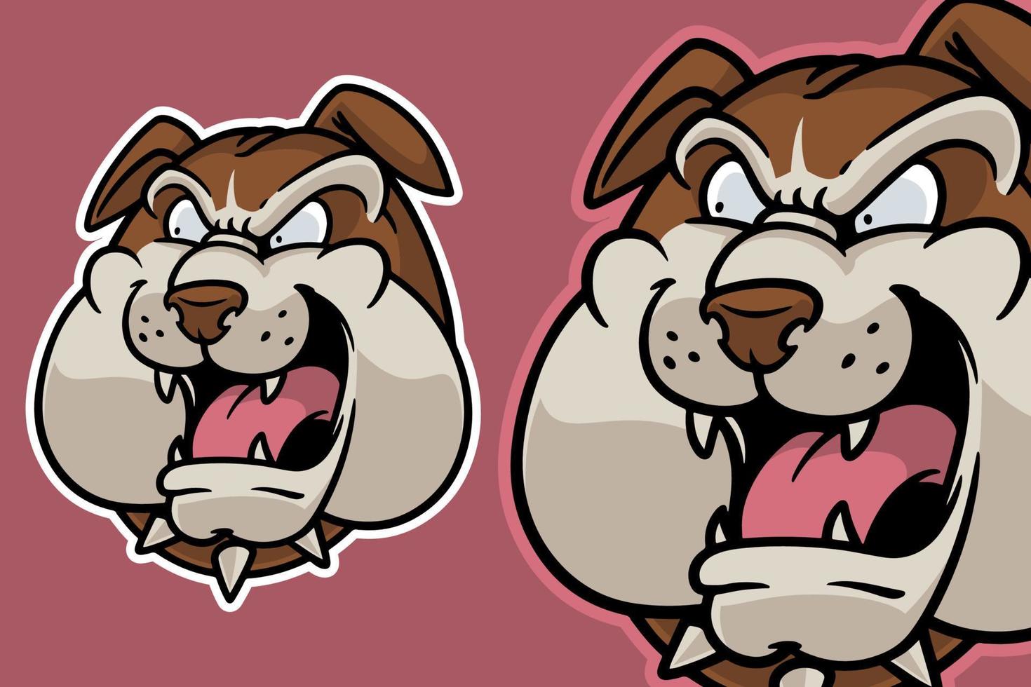 Bulldogge Kopf Maskottchen Vektor Illustration Cartoon Stil