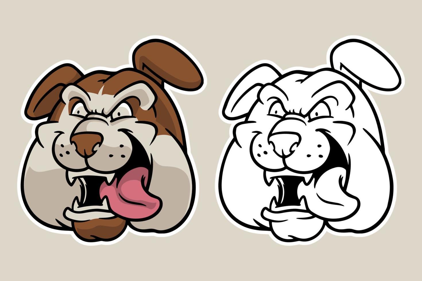 Bulldogge Kopf Maskottchen Vektor Illustration Cartoon Stil