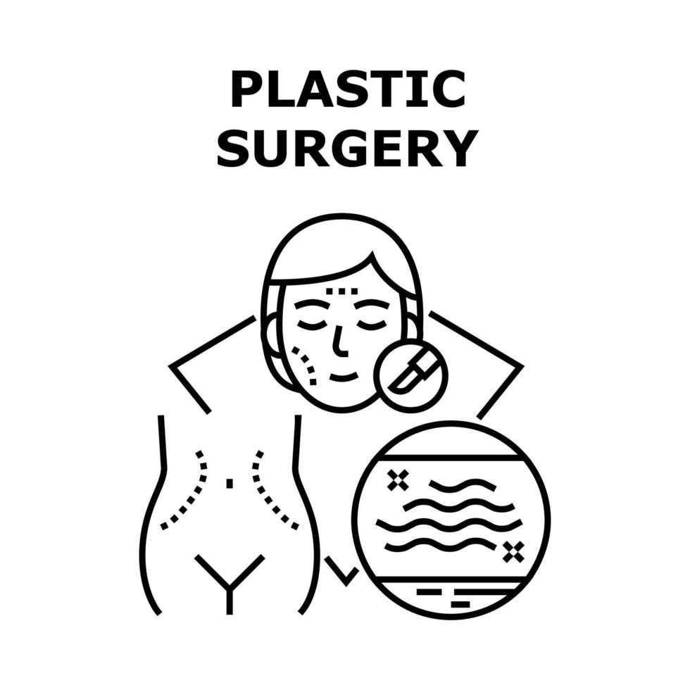 Plastische Chirurgie Vektorkonzept schwarze Illustration vektor