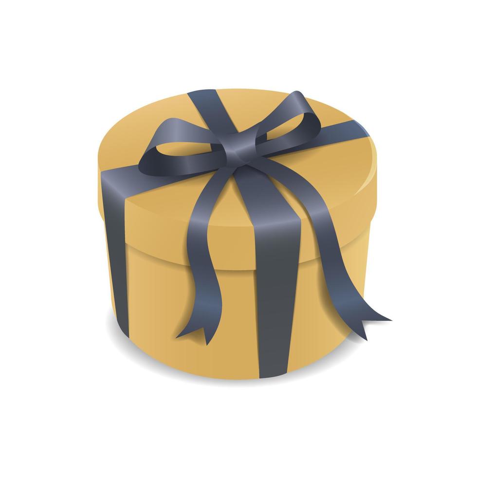 isolierte gelbe Geschenkbox mit blauen Bändern. vektor
