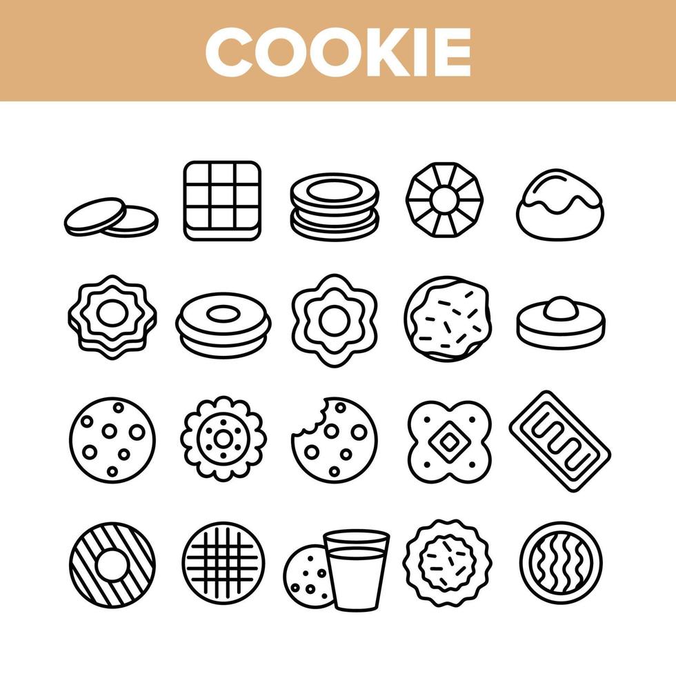 Cookie-gebackene Dessert-Sammlung Symbole Set Vektor