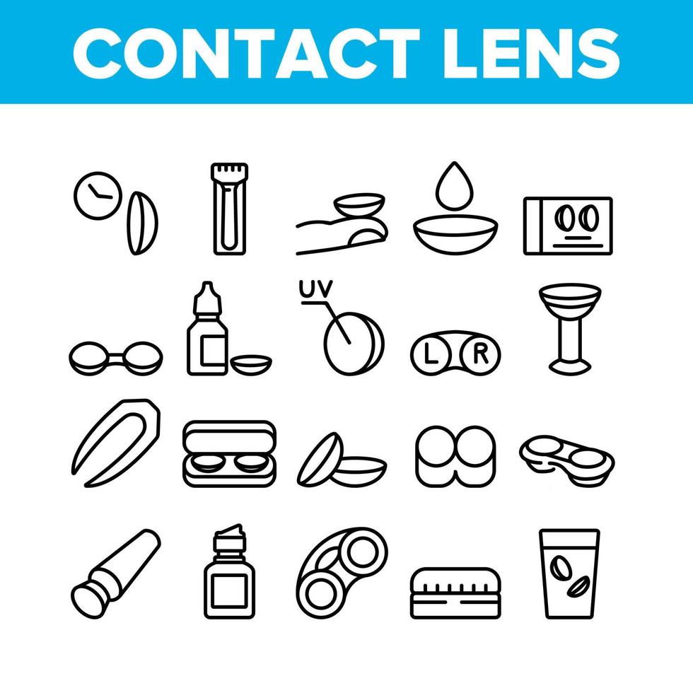 kontaktlins tillbehör för vision ikoner som vektor