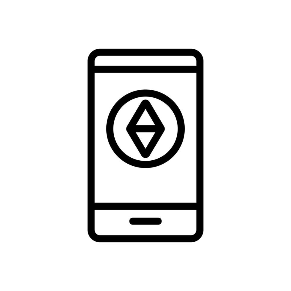 Kompass auf Smartphone-Display-Symbol Vektor-Umriss-Illustration vektor