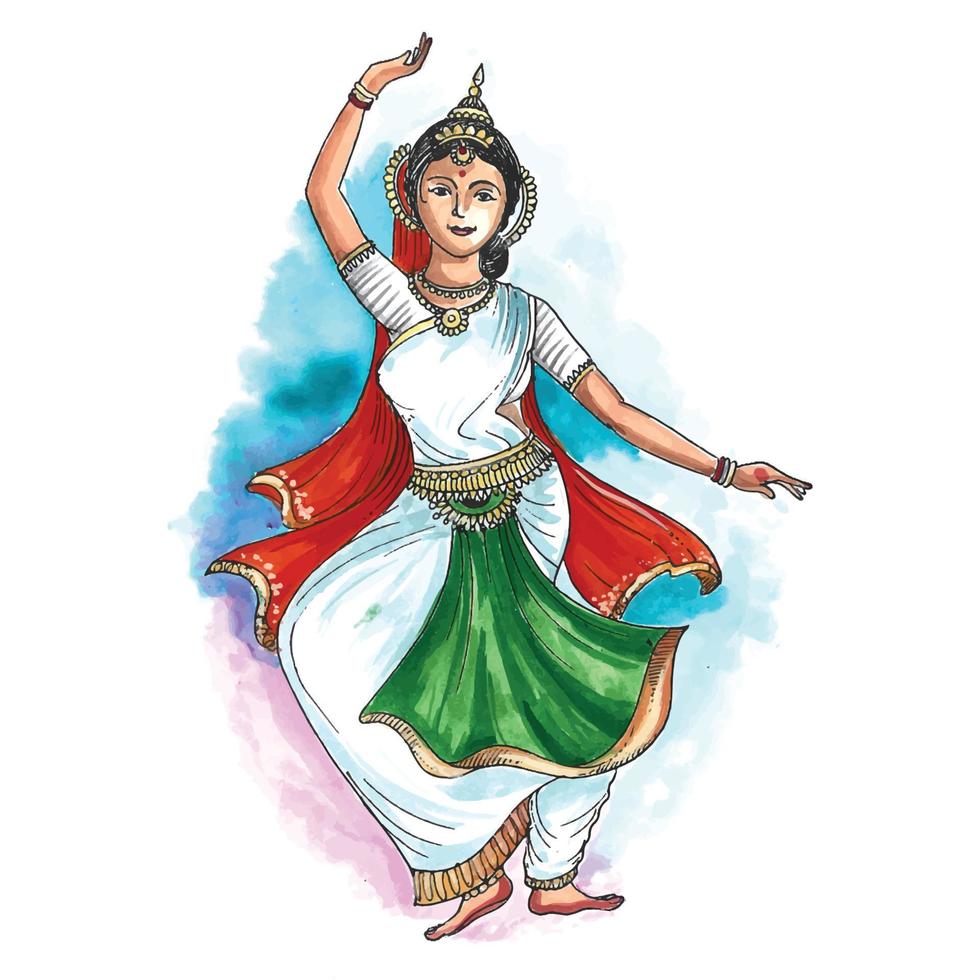 schöne indische frauen tanzen auf dem hintergrund der indischen unabhängigkeitskarte vektor