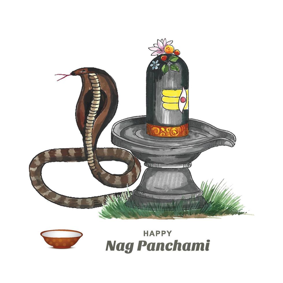 glad nag panchami indisk festival kort illustration bakgrund vektor