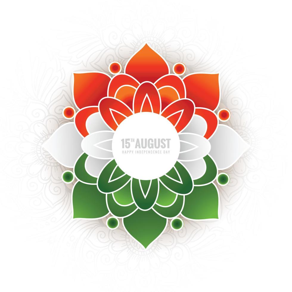 Indien självständighetsdagen bakgrund med tricolor mandala blommig bakgrund vektor