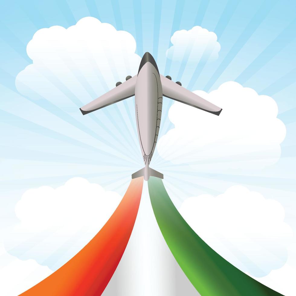Indiens självständighetsfirande den 15 augusti med flygplansbakgrund vektor