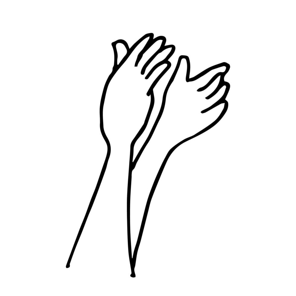 handritad av mänskliga händer. applåder. ovation. applåder, handgest på doodle stil, vektorillustration vektor
