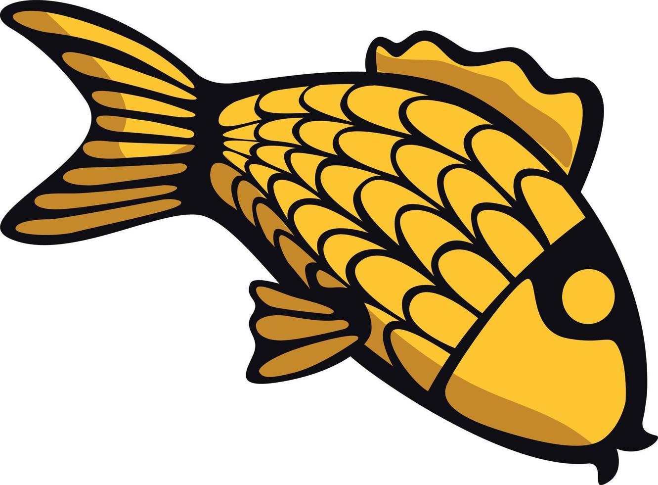 gyllene fisk semi platt färg vektor karaktär