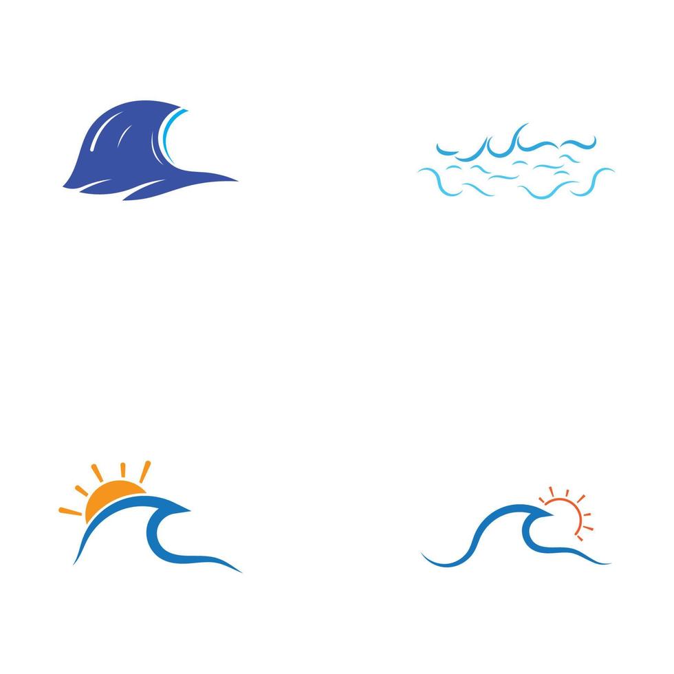 vattenvågslogotyp och havsvågslogotyp eller strandvattenvågor, med vektordesignkoncept. vektor