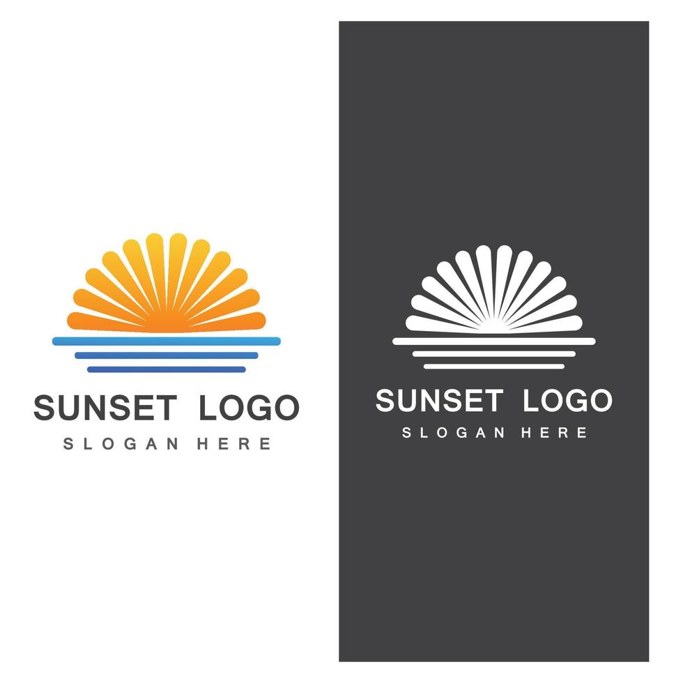 Inspiration für das Design des Ozeansonnenuntergang-Logos. isoliert auf weißem Hintergrund vektor