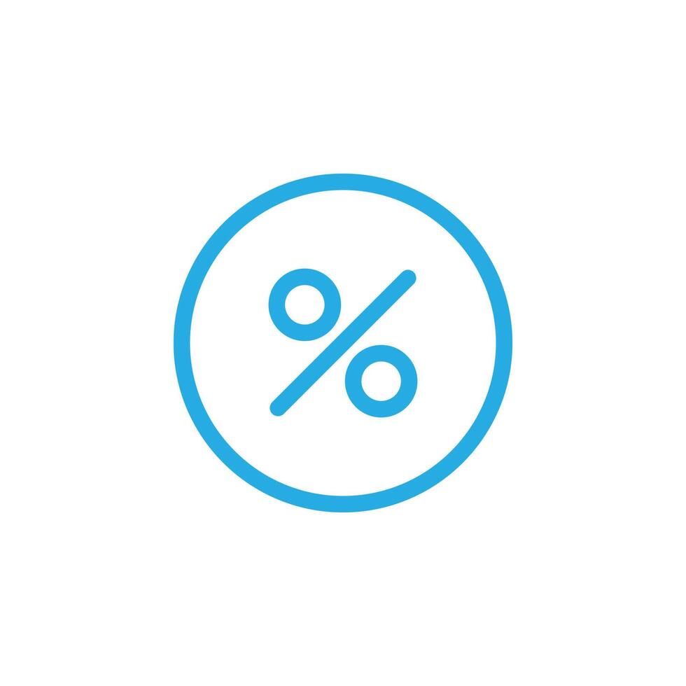 eps10 blaues Vektorprozentzeilensymbol isoliert auf weißem Hintergrund. Rabatt-Tag-Umrisssymbol in einem einfachen, flachen, trendigen, modernen Stil für Ihr Website-Design, Logo, ui und mobile Anwendung vektor