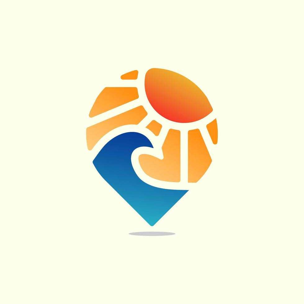 modernes tropisches Wellenstandort-Logo-Illustrationsdesign vektor