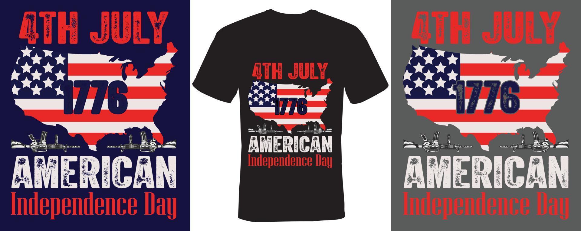 4. juli 1776 amerikanischer unabhängigkeitstag t-shirt design für amerikaner vektor