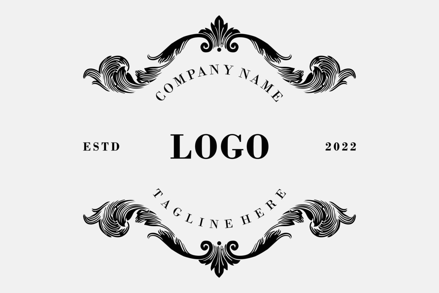 Vintage-Logo-Hintergrund. luxusrahmenklassiker und clipart vektor