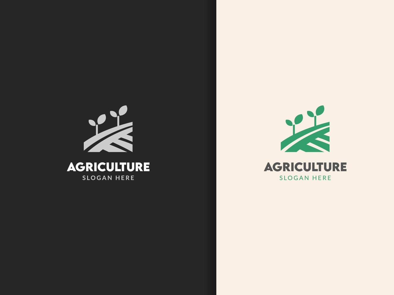 landwirtschaftslogodesign, feld- und pflanzenkonzept vektor