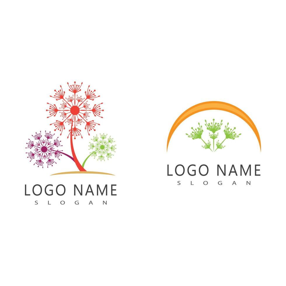 Löwenzahn-Blume-Logo-Vektor-Template-Design vektor