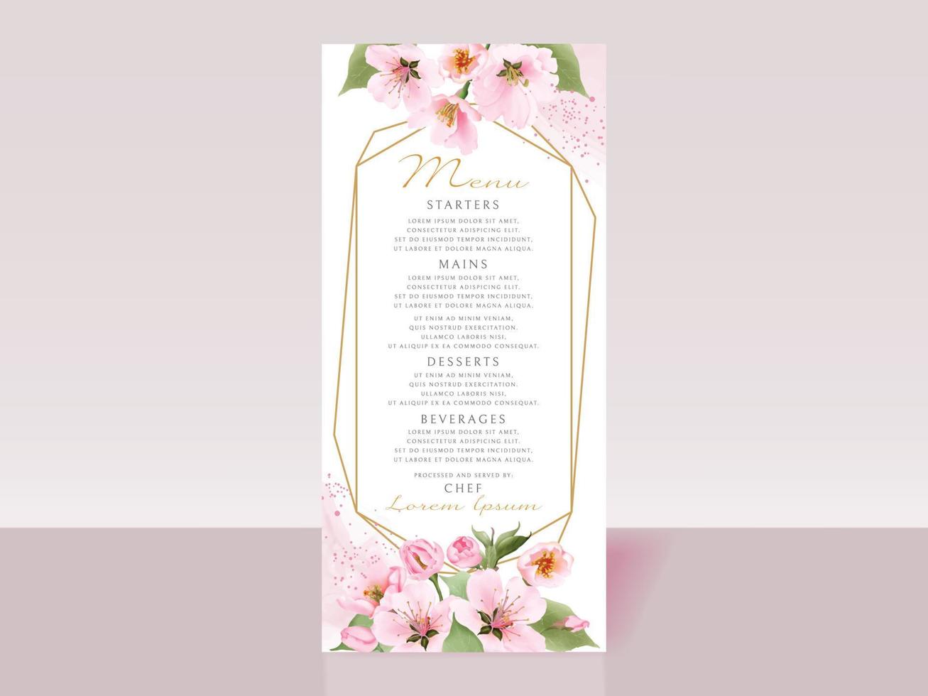 vackra körsbärsblommor bröllop inbjudningskort mall vektor