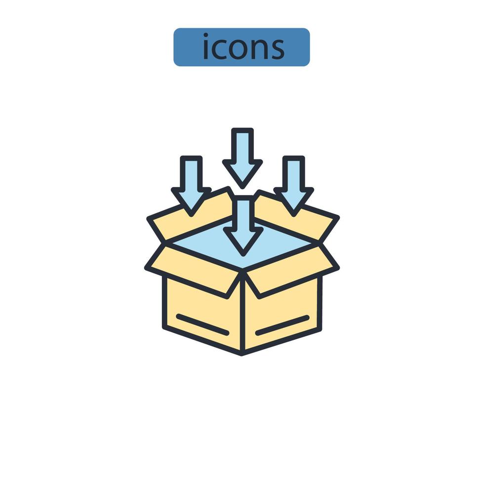 Paketsymbole symbolen Vektorelemente für das Infografik-Web vektor