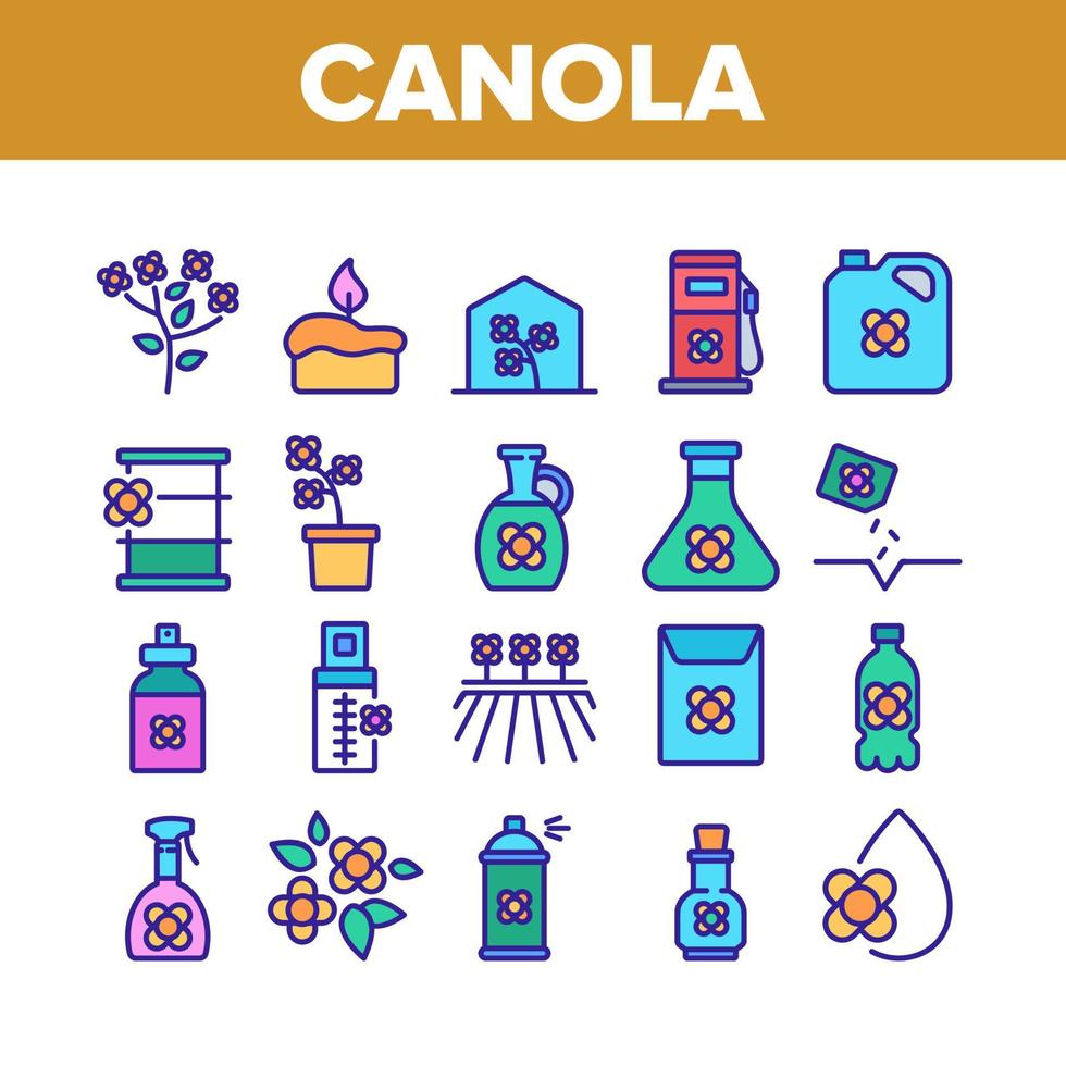 canola jordbruks samling ikoner set vektor