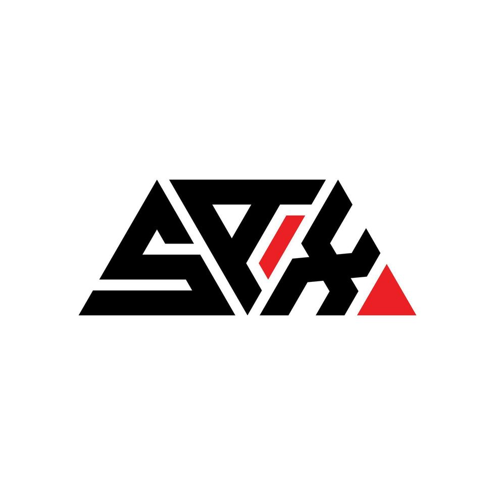 Sax-Dreieck-Buchstaben-Logo-Design mit Dreiecksform. Saxophon-Dreieck-Logo-Design-Monogramm. Sax-Dreieck-Vektor-Logo-Vorlage mit roter Farbe. Sax dreieckiges Logo einfaches, elegantes und luxuriöses Logo. Saxophon vektor