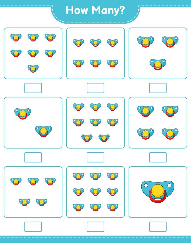 räkna spel, hur många napp. pedagogiskt barnspel, utskrivbart kalkylblad, vektorillustration vektor