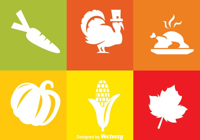 Thanksgiving weiße Icons vektor