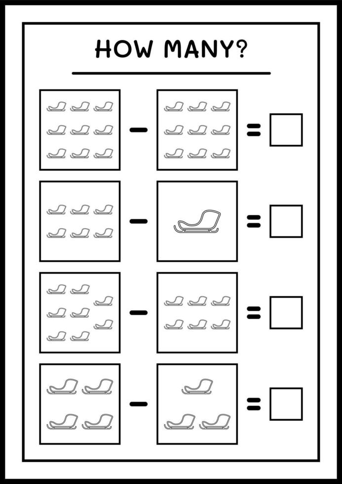 hur många jultomten släde, spel för barn. vektor illustration, utskrivbart kalkylblad