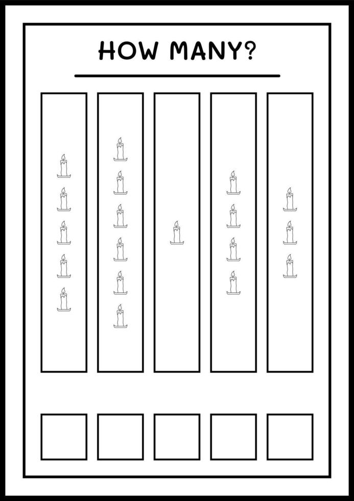 hur många ljus, spel för barn. vektor illustration, utskrivbart kalkylblad