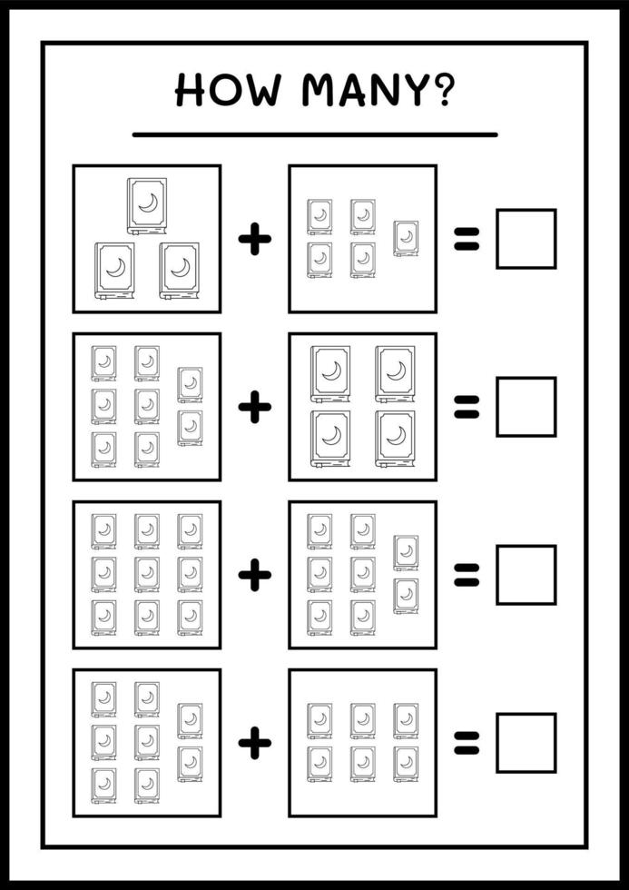 wie viele Bücher, Spiel für Kinder. Vektorillustration, druckbares Arbeitsblatt vektor