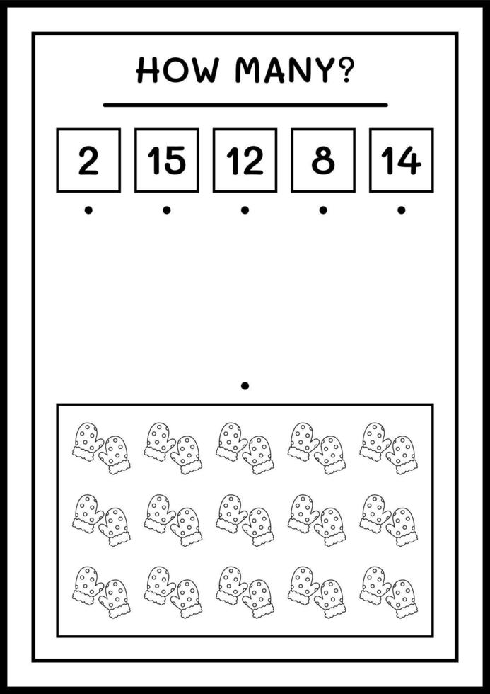 wie viele Winterfäustlinge, Spiel für Kinder. Vektorillustration, druckbares Arbeitsblatt vektor