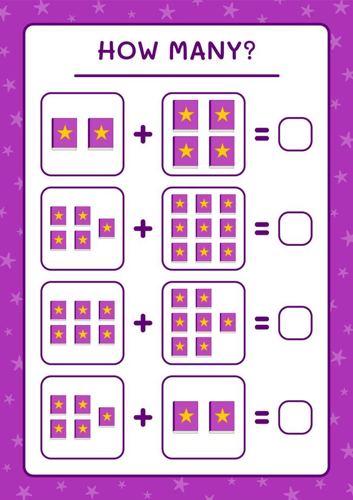 hur många bok, spel för barn. vektor illustration, utskrivbart kalkylblad