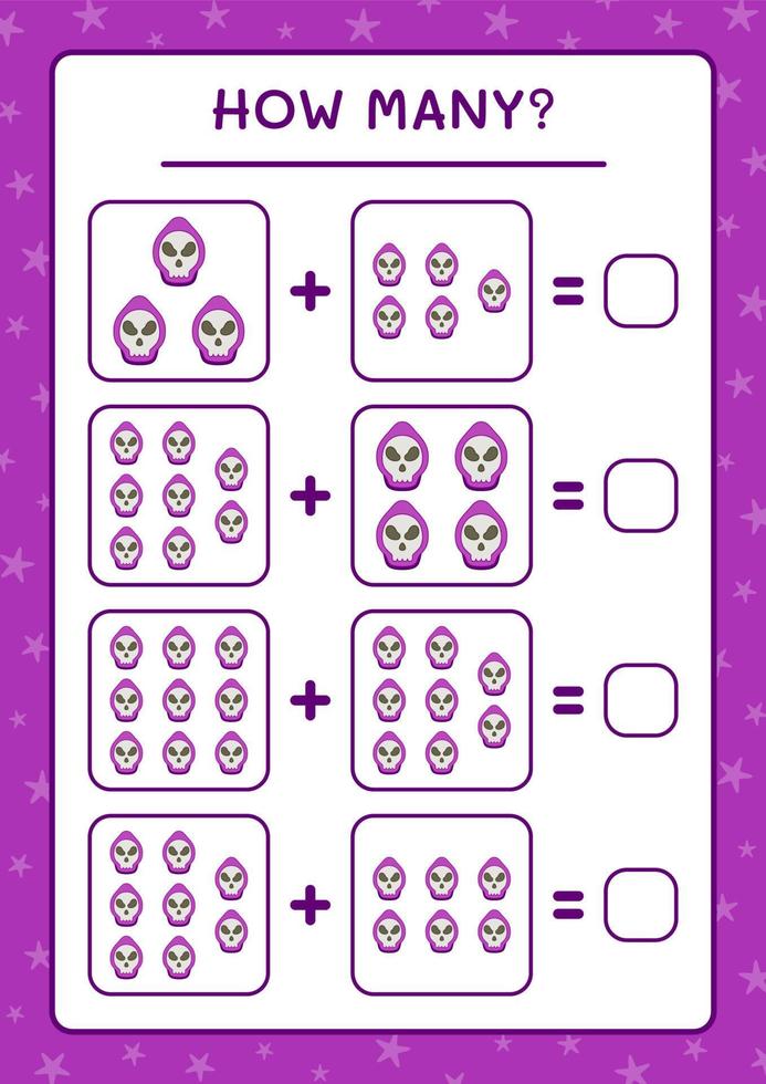 hur många spöke, spel för barn. vektor illustration, utskrivbart kalkylblad