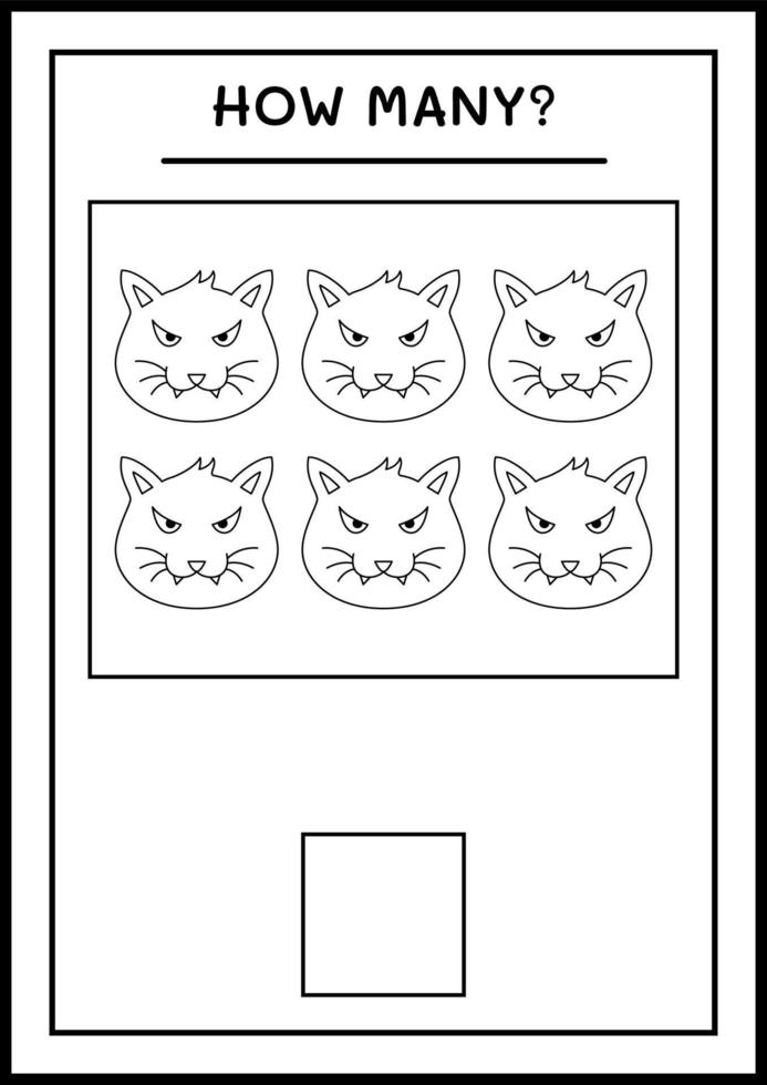 hur många katter, spel för barn. vektor illustration, utskrivbart kalkylblad