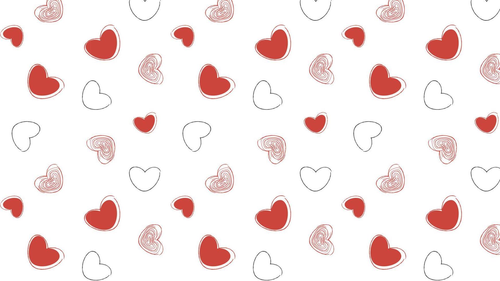 seamless mönster med doodle hjärtan i olika former. horisontell bakgrund för webb banners. vektor