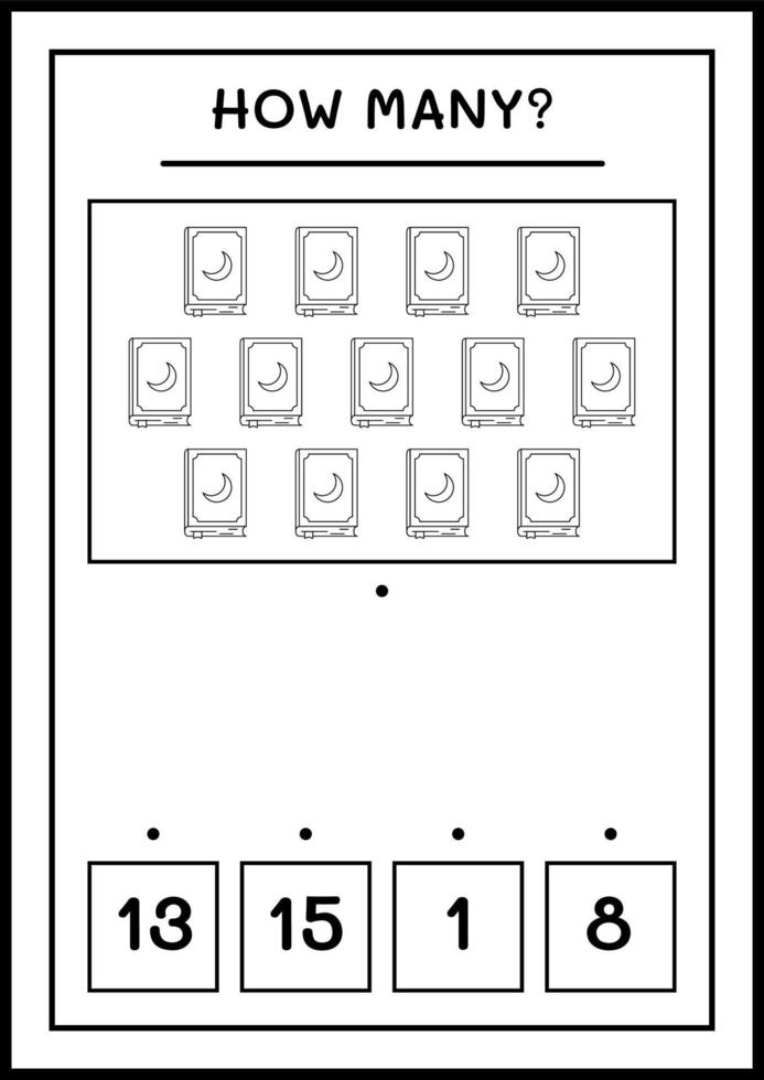 hur många bok, spel för barn. vektor illustration, utskrivbart kalkylblad