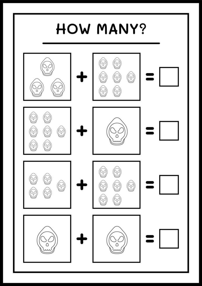 Wie viele Gespenster, Spiel für Kinder. Vektorillustration, druckbares Arbeitsblatt vektor