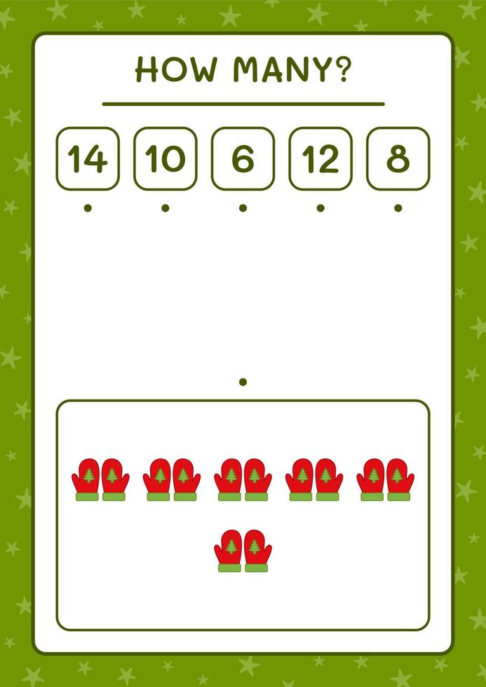 wie viele Winterfäustlinge, Spiel für Kinder. Vektorillustration, druckbares Arbeitsblatt vektor