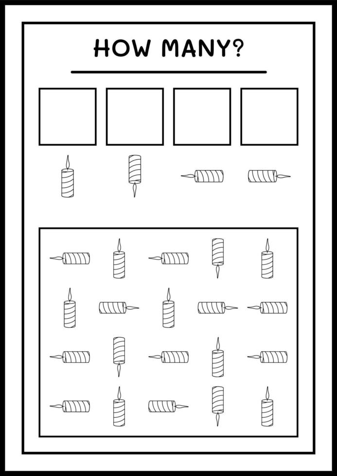 hur många julljus, spel för barn. vektor illustration, utskrivbart kalkylblad