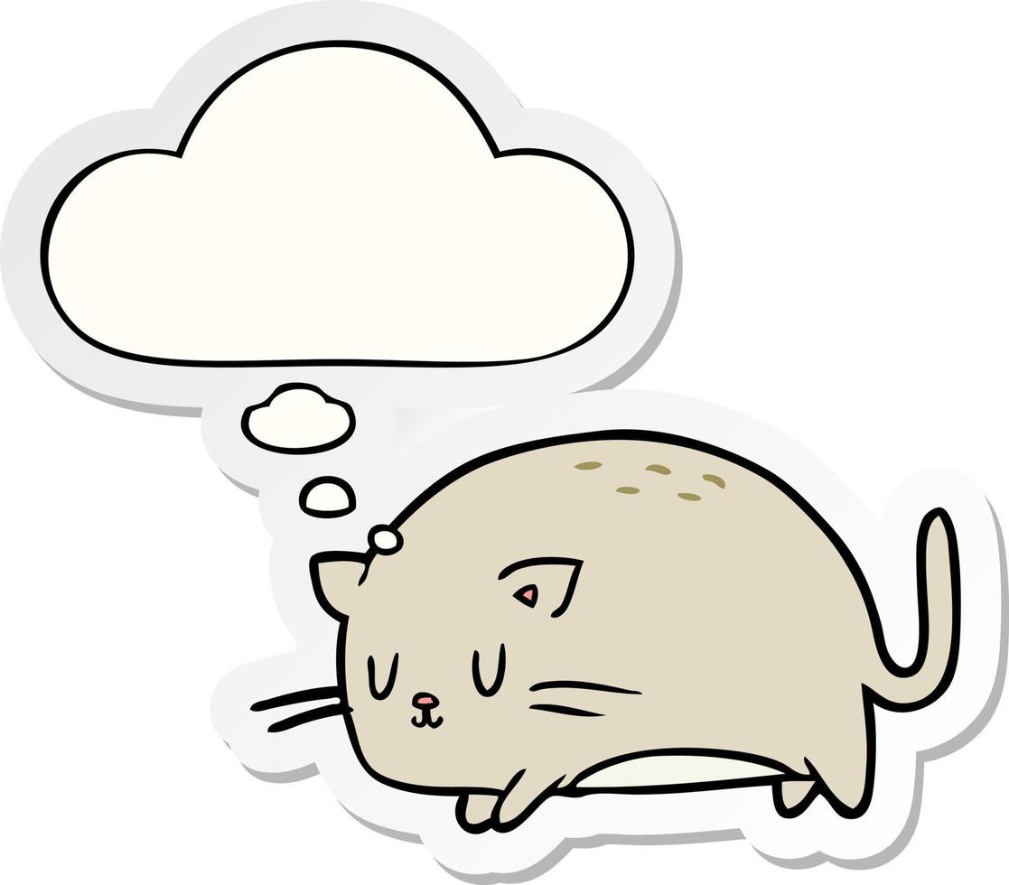 niedliche Cartoon-Katze und Gedankenblase als bedruckter Sticker vektor
