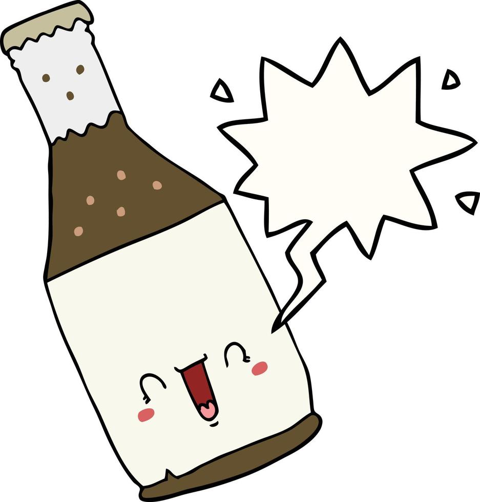 Cartoon-Bierflasche und Sprechblase vektor