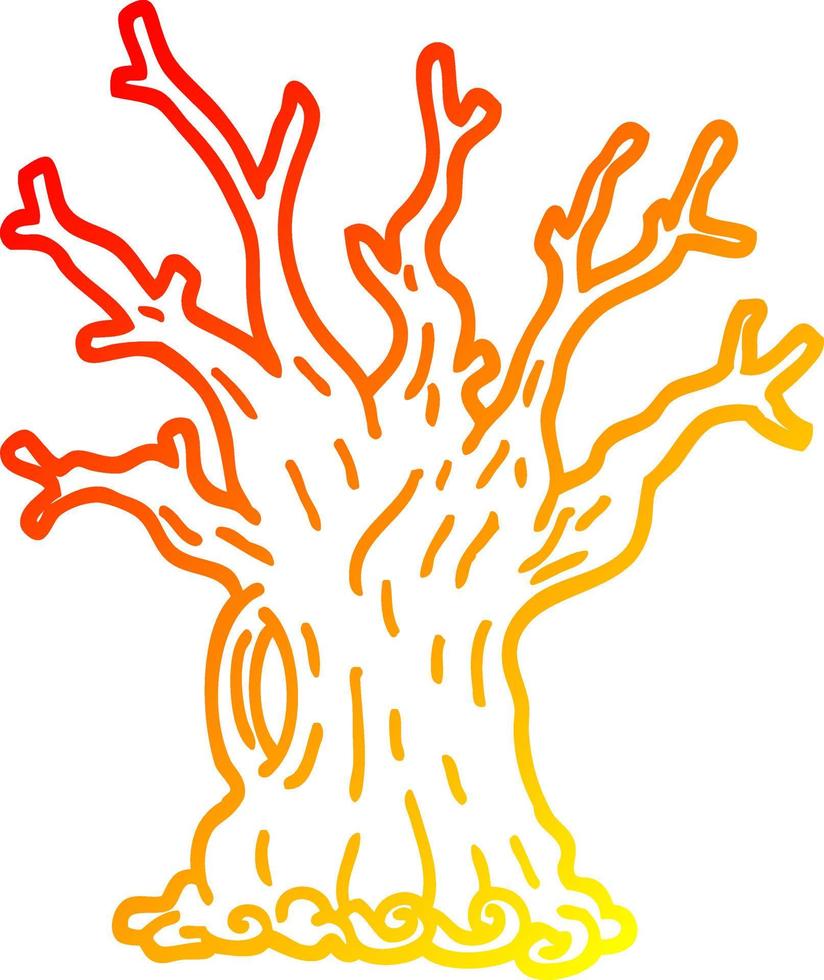 warme Gradientenlinie Zeichnung Cartoon-Baum vektor