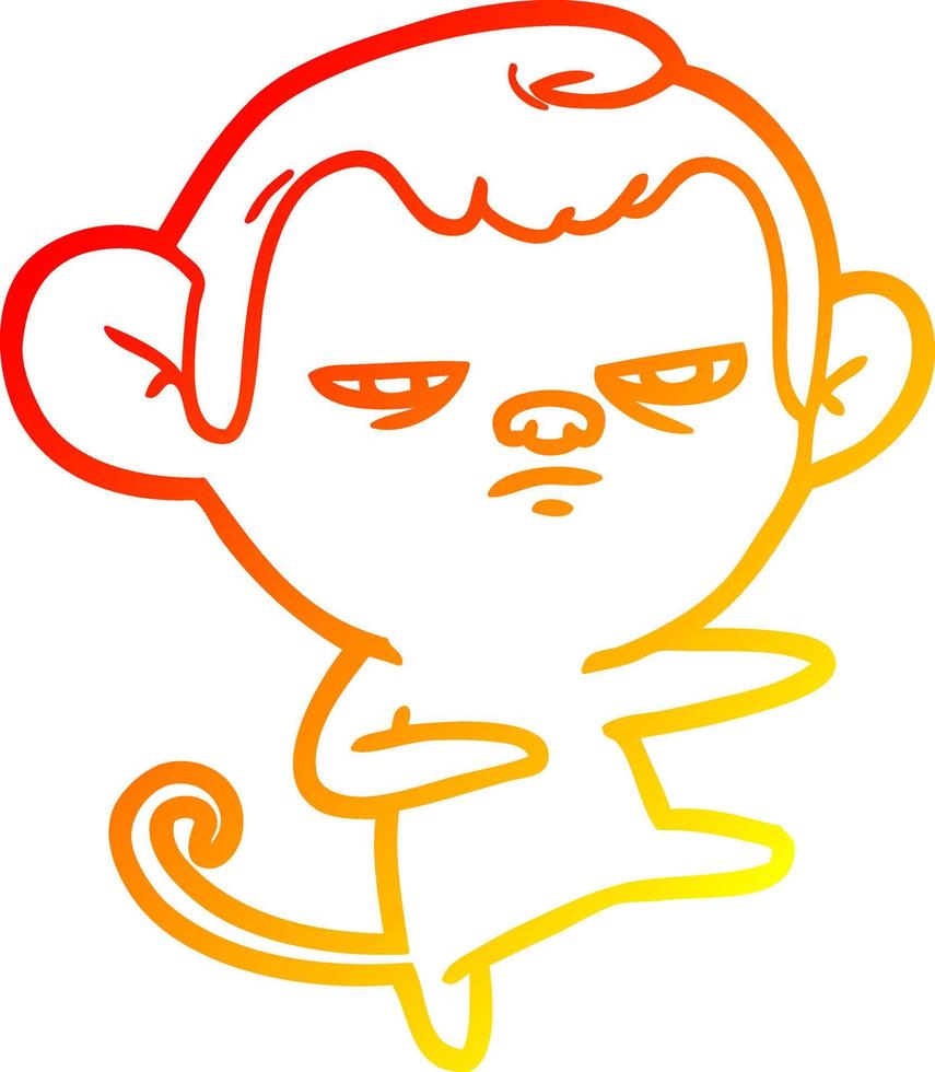 warme Gradientenlinie Zeichnung Cartoon verärgerter Affe vektor