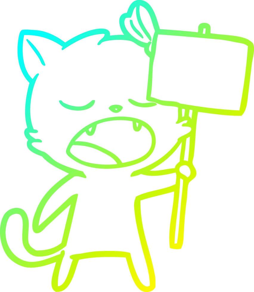 Kalte Gradientenlinie Zeichnung Cartoon gähnende Katze vektor