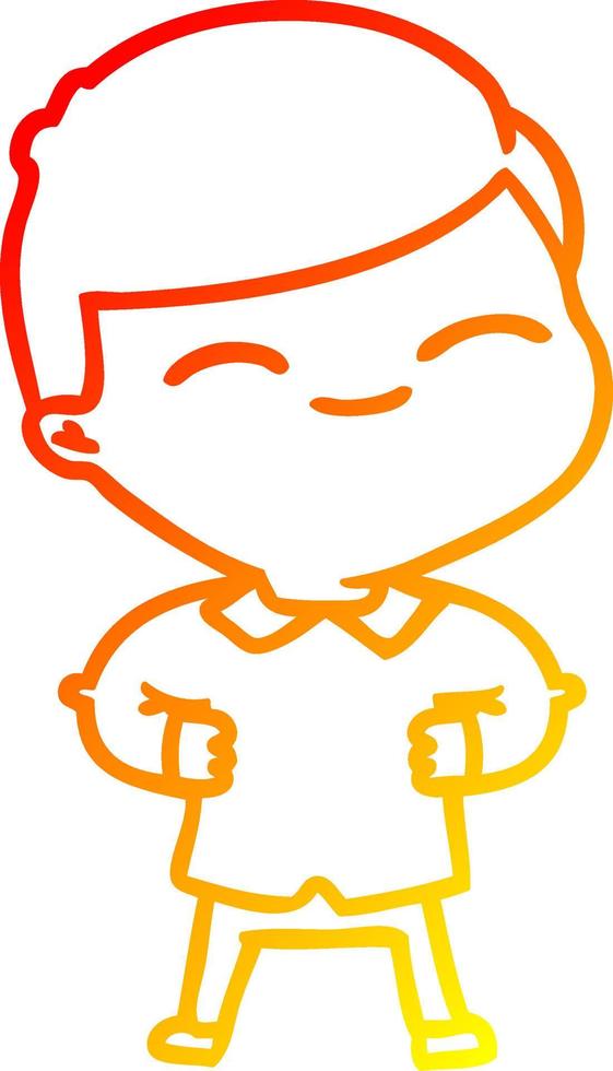 warme Gradientenlinie Zeichnung Cartoon lächelnder Junge vektor